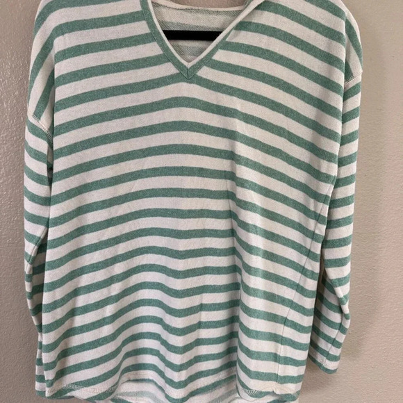 Green Striped Hoodie Sweater - Picture 2 of 6